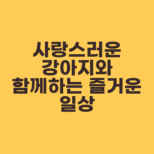 사랑스러운 강아지와 함께하는 즐거운 일상