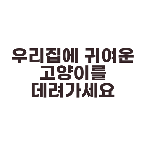 우리집에 귀여운 고양이를 데려가세요