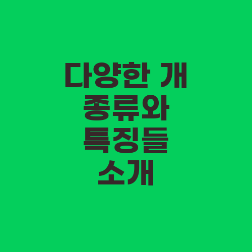 다양한 개 종류와 특징들 소개