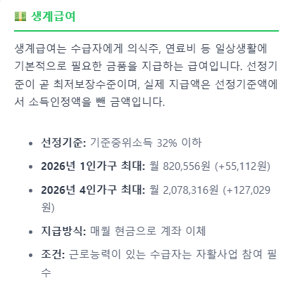 기초생활수급자 혜택 알리미 서비스의 주요 정보를 소개하는 썸네일 이미지